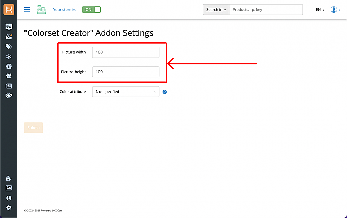 Adjusting the width and height of the product card thumbnail