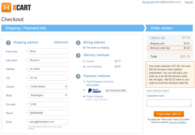 Minimum Order Fee