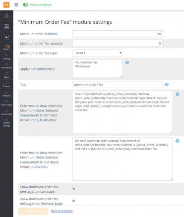 Minimum Order Fee
