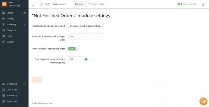 Not Finished Orders