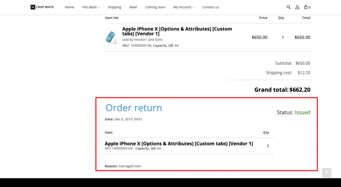 Order returns