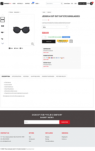 Sunglass Pro - online store to sell glasses, sunglass, eyewear